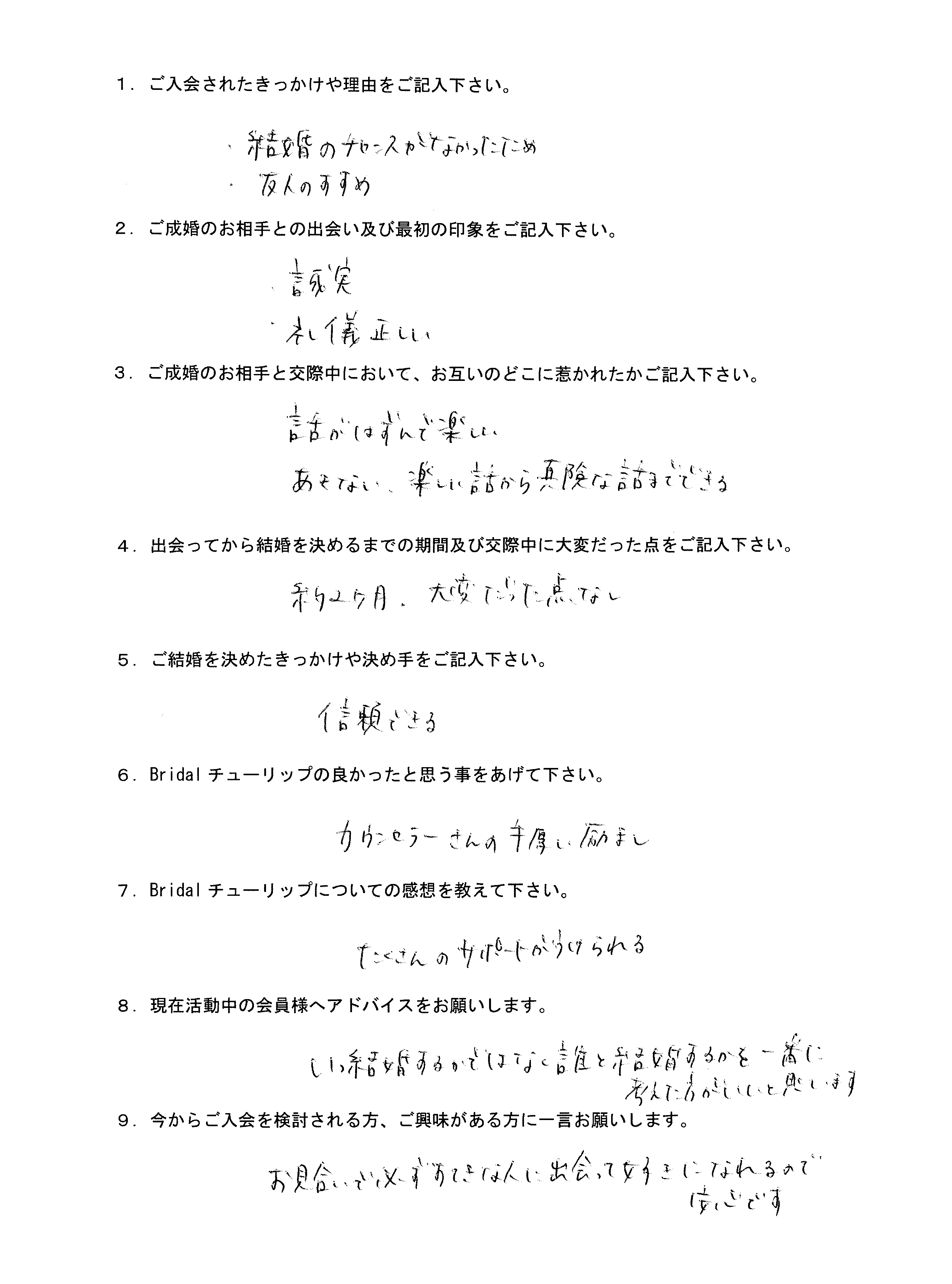 お客様SHさん：女性2021年1月ご成婚